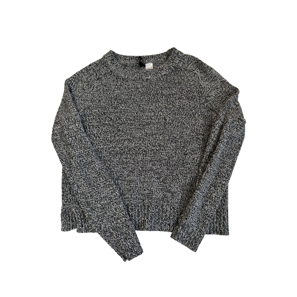 H&M Divided Women's XS Heathered Black Cropped Sweater‎ Fisherman Cottagecore